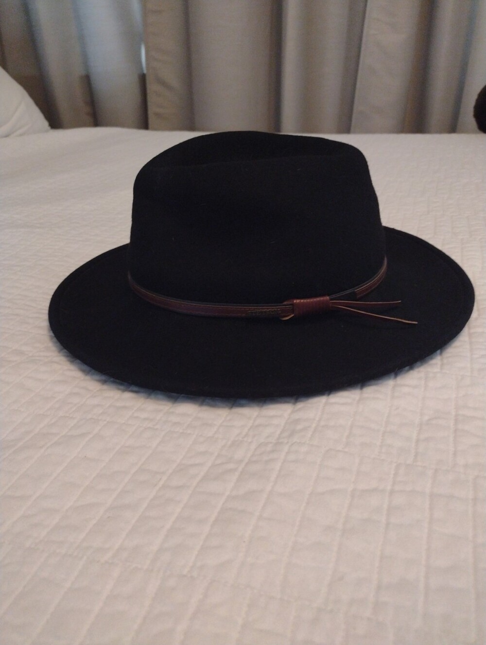 Stetson Men's L/XL Fedora Hat Crushable 100% Wool Water Repellent Black USA